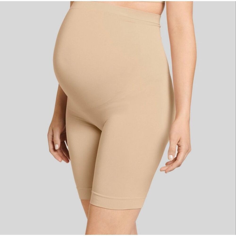 🌸 Jockey Women’s Maternity Nude Over the Belly Slip Shorts Size Small/Medium